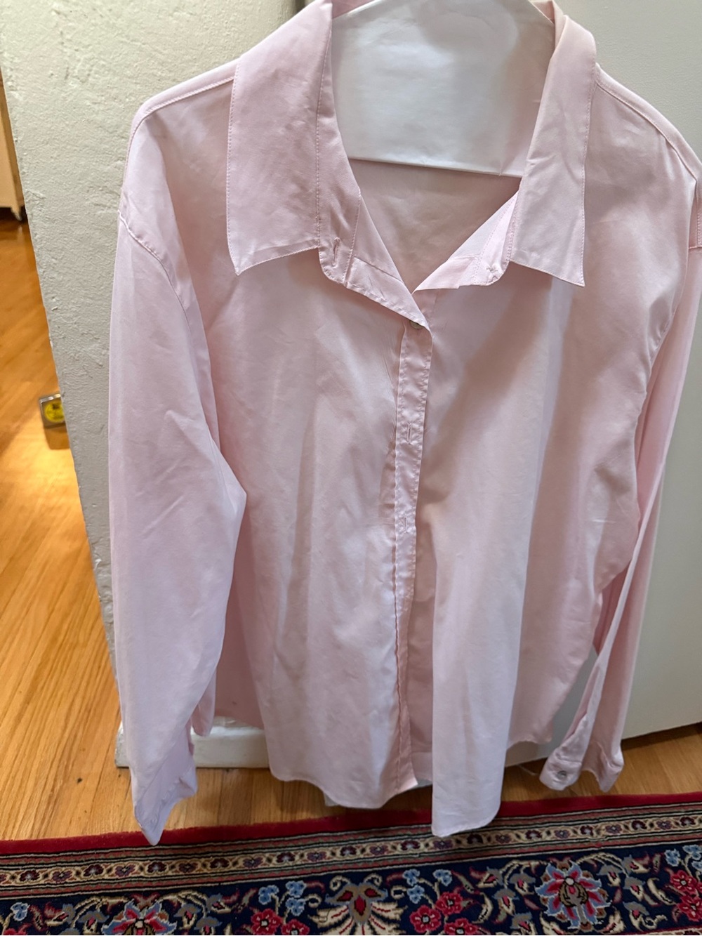 Chico's Pale Pink Cotton Button-Down Collared Shirt